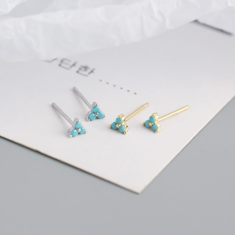 Wholesale Personalized Light Luxury Versatile Stacking Geometric Clover Diamond S925 Sterling Silver Earrings